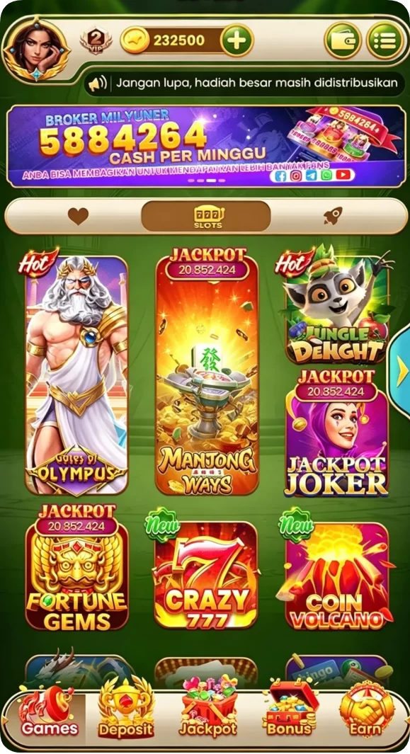 Tampilan utama aplikasi Aplikasi dahlia77 Resmi: Download dan Instalasi yang intuitif dan efisien.